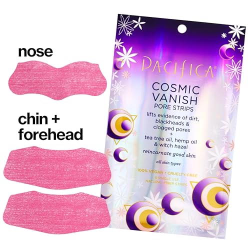 Pacifica - Blackhead Remover Pore Strips - 2-PACK Cosmic Vanish - for Nose, Chin & Forehead - Deep Cleansing Nose Strips w/Instant Pore Unclogging - Oil-Free Vegan Dermatologist Tested