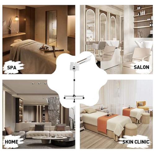 Facial Steamer with Hot & Cold Mist Function, 2 in 1 Facial Steamer with Ozone for Facial Deep Cleaning and Hydration, Esthetician Steamer on Wheels, Ideal for Salon Spa Home Beauty Equipment, White