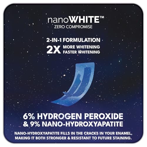 2-in-1 Teeth Whitening Strips | Professional Hydrogen Peroxide + Enamel-Repairing Nano-Hydroxyapatite | 28 No-Residue, Non-Slip Strips | Up to 8 Shades Whiter | Safe for Sensitive Teeth