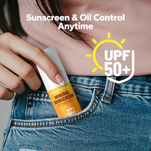 Kototo Powder Sunscreen for Scalp (0.176 oz), Brush On Sunscreen Powder SPF50, Lightweight Breathable Mineral Sun Screen Protector for Face & Scalp, Travel-Friendly, Non-Greasy & Invisible Finish