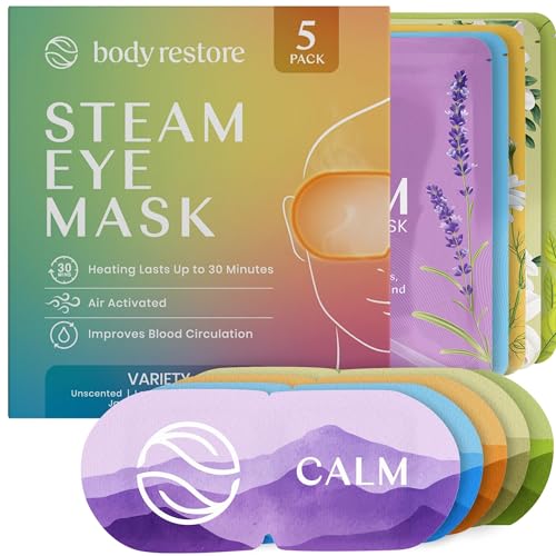 Body Restore Heated Eye Mask for Dry Eyes 5 Pack – Self Heating Warm Compress, Valentines Day Gifts for Her and Him, Birthday Gifts for Women and Men, Stye Eye Treatment, Relaxation – Variety