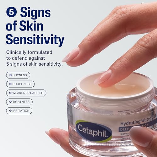 Cetaphil Deep Hydration Skin Restoring Water Gel with Hyaluronic and Polyglutamic Acid, Face Moisturizer, 72 Hour Hydration, For Dry, Dehydrated Sensitive Skin, Fragrance Free, 1.7 oz, Fragrance Free