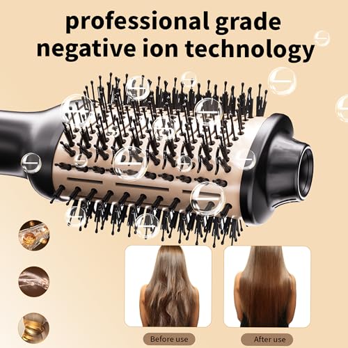 Noor 4-in-1 Hot Hair Dryer Brush Frizz Control Blowout Styling Brush for Drying Straightening and Volumizing All Hairstyles Frizz-Free Smooth Salon Look in One Easy Step