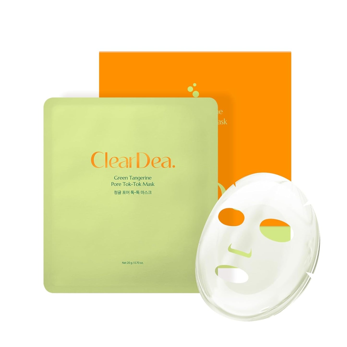 Green Tangerine Pore Tok-Tok Sheet Mask (3-in-1 Bio-Cellulose Gel) (Eosidin Care) – Pore Care, Sebum Control, Collagen Peel Off Facial Skincare for Deep Cleansing & Smooth Skin, 4 Sheets