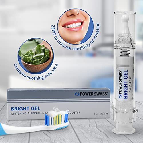 Power Swabs Teeth Whitening Gel | Bright Gel | Gentle Teeth Whitening | Dentist Formulated | Professional Teeth Whitener & Stain Remover | 0.17 Fl Oz