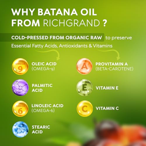 Batana Oil for Hair Growth - 100% Raw & Organic Unrefined Batana Oil - Cold Pressed Hair Mask for Scalp Health, Thicker Hair & Split Ends Repair - Natural & Pure (4.23 oz)