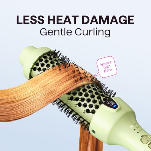 Wavytalk Thermal Brush, 1.5 Inch Blowout Express Ionic Heated Round Brush Creates Blowout Look Makes Hair Shinier & Smoother, Dual Voltage, Easy to Use (Green)
