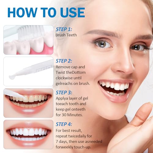 Teeth Whitening Pen - Professionally Stain Removal Teeth Whitening Gel Formula, No Sensitivity Effective Teeth Whitener, Mint (0.11 Fl Oz (Pack of 4))