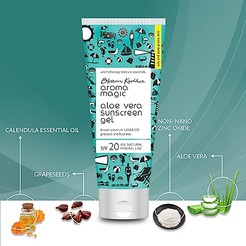 Aroma Magic Aloe Vera SPF 20 Sunscreen Body Gel | 3.38 Fl Oz (100ml) | with Broad Spectrum UVA/UVB Protection | Natural Face Sunblock for Men & Women