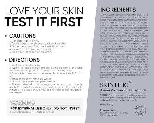 Deep Pore Cleansing Blackhead Remover Face Mask Stick, Mud Mask with Natural Alaska Volcano Clay, Gentle Exfoliating, Smoothing Skin, Non-Drying, Skincare Facial Mask