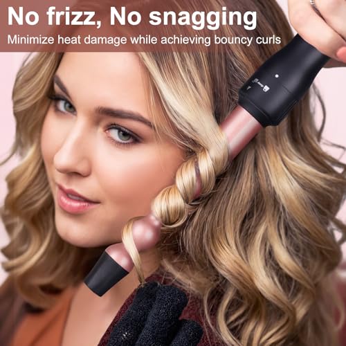5 in 1 Curling Iron Brush Set with Thermal Brush and 4 Interchangeable Ceramic Curling Wand(0.5”-1.25”), Fast Heating, Dual Voltage, Include Glove