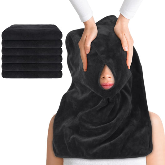 SINLAND Microfiber Esthetician Towels for Facials Mask Removing Face Wrap Soft Facial Cloth with Split Design Spa Towels for Facial Steam Massage and Cleansing 6 Pack