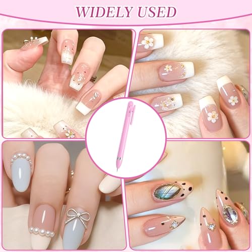 1PCS Nail Dotting Pen, 4-in-1 Ballpoint Design Nail Dotting Tool Pink Nails Art Pens Manicure Art Tools NailArt Kit with Tip Dot Paint for Nails DIY Salon