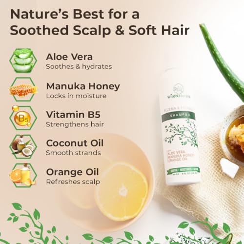 Wild Naturals Eczema & Psoriasis Shampoo – Anti-Dandruff Relief for Dry, Itchy Scalp – Hypoallergenic, Fragrance-Free Formula for Sensitive Scalp