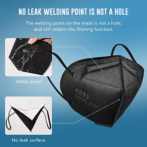 WWDOLL KN95 Face Mask 50 PCs, Multiple Colour 5 Layers KN95 Masks, Dispoasable Masks Respirator for Protection(Black, White, Grey, Red, Purple)