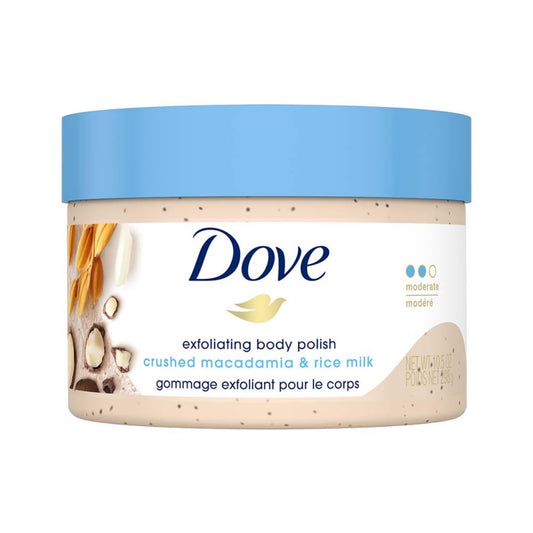Dove Scrub Macadamia & Rice Milk Reveals Visibly Smoother Skin Body Scrub That Nourishes Skin 10.5 oz