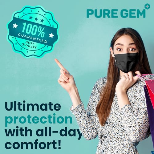 [Pack Of 150] Black Disposable Face Mask, 3-Ply Adult Masks, Facial Cover with Elastic Earloops For Home, Office, School, and Outdoors