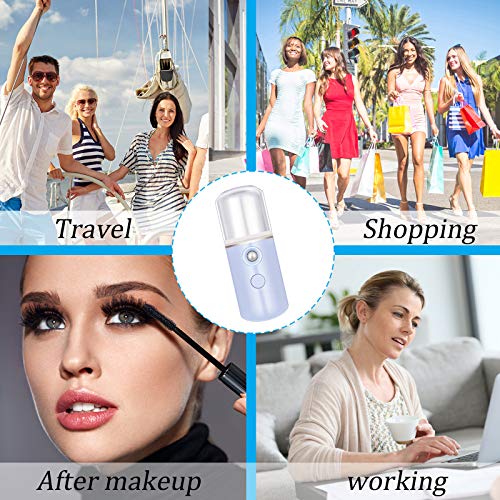 Mudder 8 Pieces Nano Sprayer Facial Mister Portable Mini Face Mist Atomization USB Rechargeable 30ml Face Steamer for Skin Care Eyelash Extensions Daily Makeup