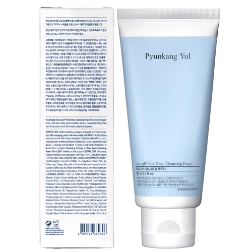 Pyunkang Yul PKY Low pH Pore Deep Cleansing Foam, Pore Cleanser with Fluffy Microbubbles, AHA, Witch Hazel, Zero Irritation, Korean Skincare (3.38 Fl. Oz, 100ml)