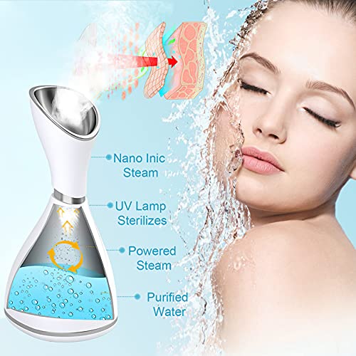 Facial Steamer for Face, Face Steamer for Facial Deep Cleaning, Face Steamer Nano Mister Set for Sinuses, Unclogs Pores, Home SPA, Skin Care