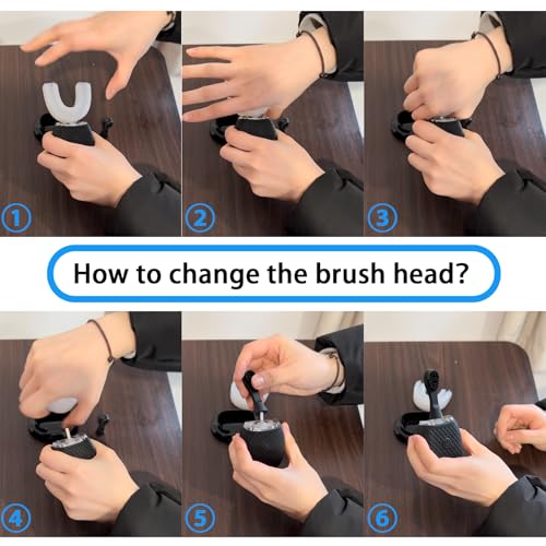 Ultrasonic Toothbrush for Adults - Automatic Electric Toothbrush Rechargeable Portable 30'' Automatic Timer Wireless Charging Washable Travel Home Dual-use (Black)