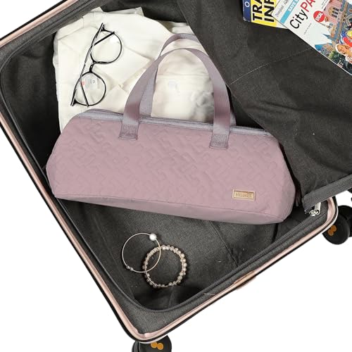 NISHEL Hair Tools Travel Carrying Bag, Portable Hair Air Wrap Dryer Case, Hair Dryer/Curling Iron/Airstraight Attachment Organizer, Peach Pink