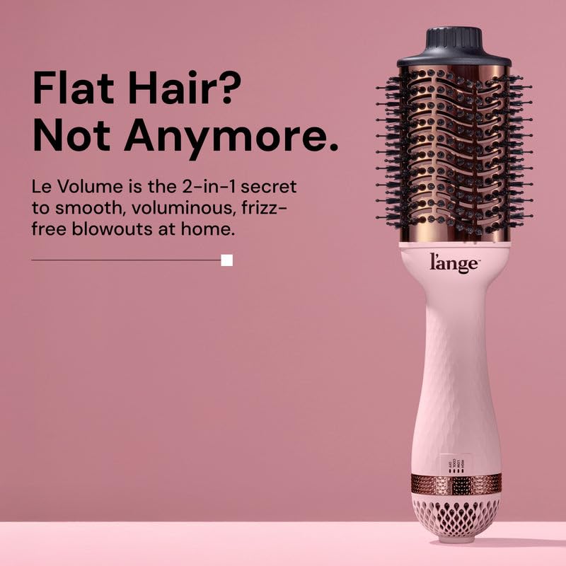 L'ANGE HAIR Le Volume 2-in-1 Titanium Blow Dryer Brush | Hot Air Brush for Hair Drying & Styling | Ionic Oval Barrel for Smooth, Frizz-Free Volume | (Blush – 60mm)