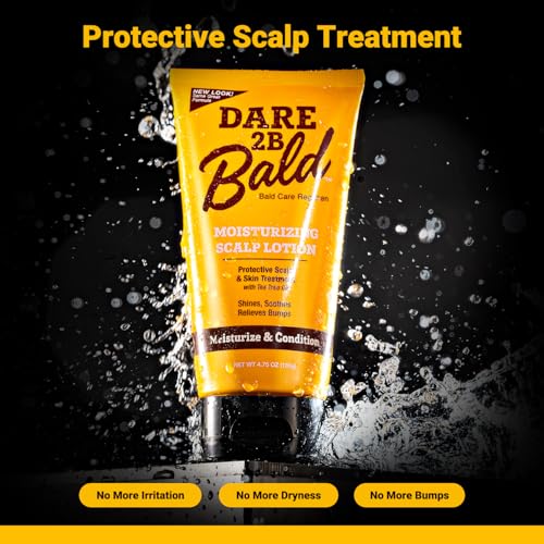high time Dare 2B Bald Scalp Moisturizer Lotion | After Shave Lotion for Men | Bald Head Care Regime | Condition, Protect, and Treat Flaking | Razor Bump Head Moisturizer for Men | 4.75 OZ