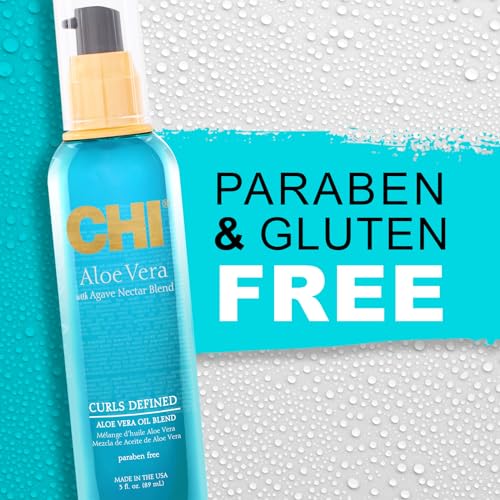 CHI Aloe Vera Oil, Add Strength, Shine & Moisture To Weak Hair, For Curly Hair Types, Sulfate, Paraben, & Cruelty-Free, 3 Oz.