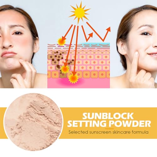 Mineral Sunscreen Setting Powder,SPF 50 PA++ Sunscreen,Control Oil Natural Matt Finish,Lasting Lightweight Breathable Setting Powder with Brush (yellow, 1)