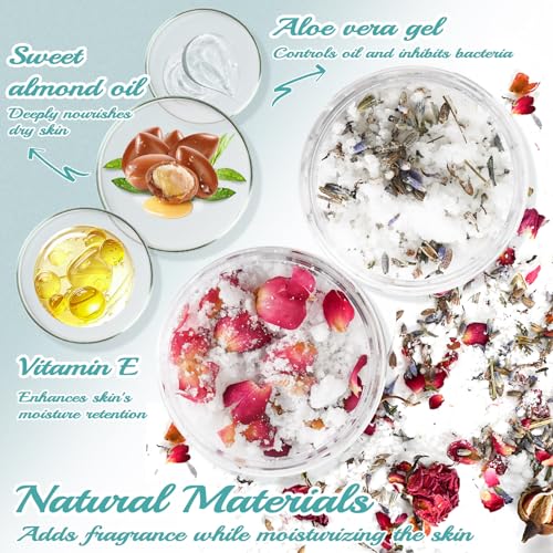 Body Scrub Making Kit- Make Your Own Salt Body Scrub with Almond Oil, Essential Oils, Moisturizing and Exfoliating Dry Skin Hand Foot DIY Organic Body Scrubs Christmas Gifts For Women & Men