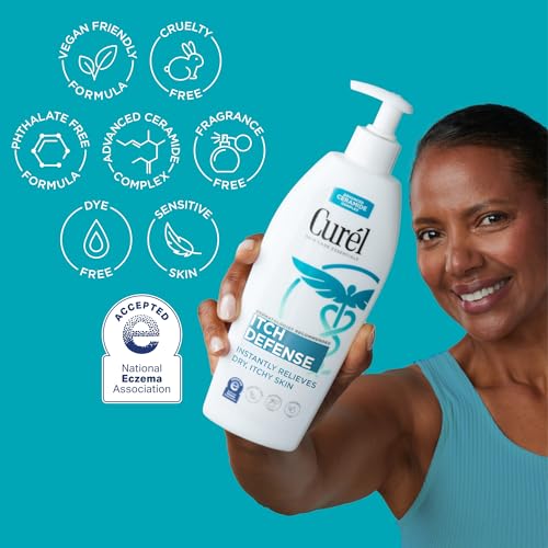 Curel Itch Defense Calming Body Lotion, Moisturizer for Dry, Itchy Skin, Body and Hand Lotion, with Advanced Ceramide Complex, Pro-Vitamin B5, Shea Butter, 20 Oz