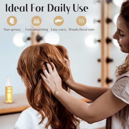 24K Gold Argan, Coconut, and Olive Oil Serum for Frizz Control, Shine, and Split End Repair - Nourishing Hair Treatment with Vitamin E, 2.02 fl oz, 60ml