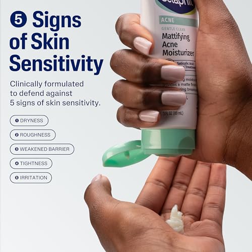 Cetaphil Face Moisturizer, Gentle Clear Mattifying Acne Moisturizer With 0.5% Salicylic Acid, Hydrates and Treats Sensitive Acne Prone Skin, Skin Care for Sensitive Skin, 3oz
