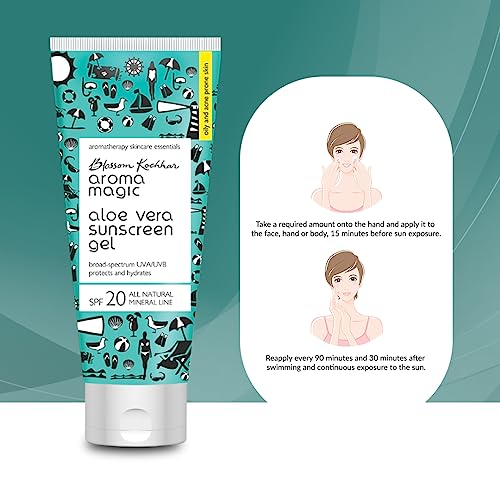 Aroma Magic Aloe Vera SPF 20 Sunscreen Body Gel | 3.38 Fl Oz (100ml) | with Broad Spectrum UVA/UVB Protection | Natural Face Sunblock for Men & Women
