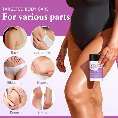 Glycolic Acid Exfoliating Body Stick 75g, Rich in Glycolic Acid, Salicylic Acid & Shea Butter, Smooths Dry & Rough Skin, Gentle Exfoliation, Helps Hydrate, Helps Skin Feel Smoother & More Supple