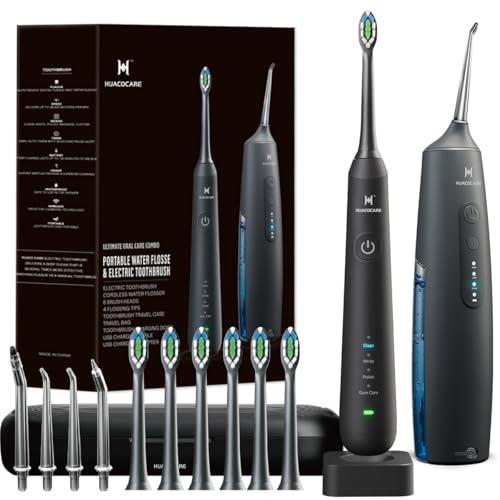 2-1 Oral Clean Kit- Water Dental flosser & Electric Toothbrush Combo- Brushing & Flossing- for Teeth Cleaning and Gum Health (Black)