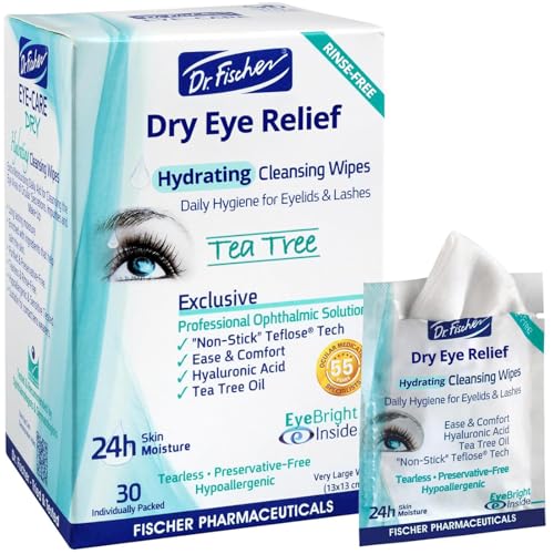 Dr. Fischer Tea Tree Eyelid Wipes - Gentle Eye Wipes for Everyday Eye Cleansing and Hypoallergenic Makeup Remover