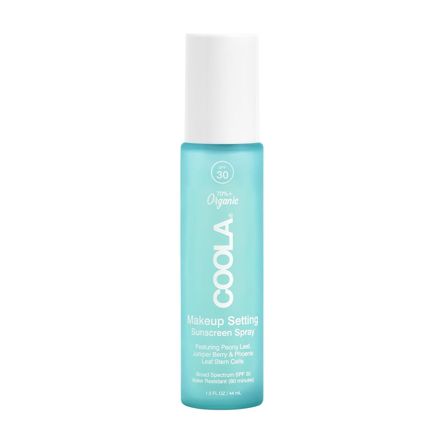 COOLA Organic Makeup Setting Spray with SPF 30, Hydrating Makeup Protection & Sunscreen made with Cucumber & Aloe Vera, Dermatologist Tested, Alcohol Free, 1.5 Fl Oz