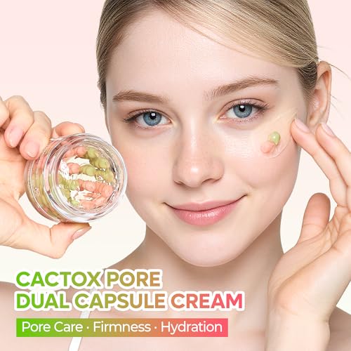 Dr.Melaxin Cactox Pore Dual Capsule Cream – Pore Minimizing Hydrating Face Cream with Cactus Extract, PDRN & Vegan Collagen for Firmness & Skin Repair