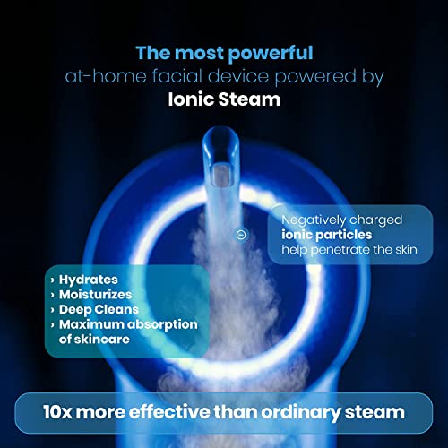 NanoSteamer Clinical - 10-in-1 Smart Steam Dermatologist Grade Ionic Facial Steamer with 2 Multi-Position Steam Nozzles - Digital LCD Screen - Extraction Set - 6 Pre-Programmed Professional Modes