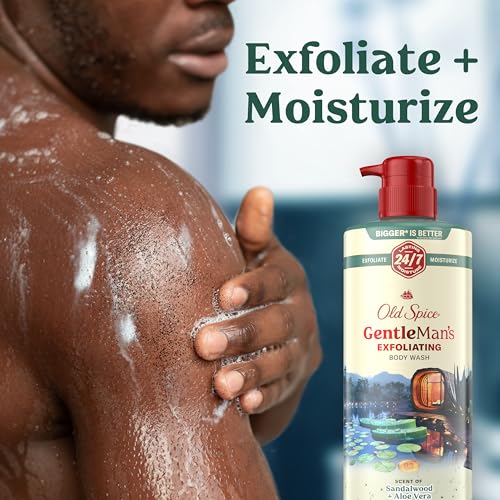 Old Spice GentleMan's Exfoliating & Moisturizing Body Wash for Men, 24/7 Shower Fresh with Long Lasting Scent, Renewing Vitamin B3 Blend, Sandalwood + Aloe Vera Scent, 26 oz