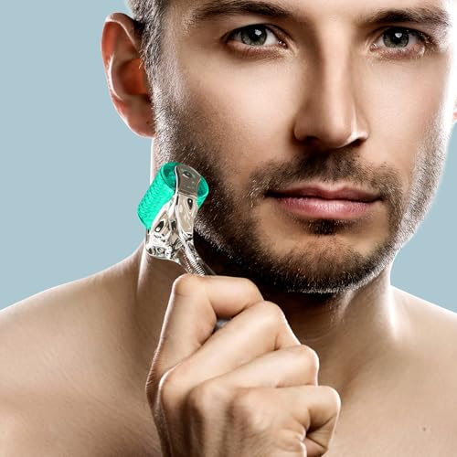 Derma Roller Titanium 0.30mm Microderm Roller Kit - 192 Micro Needles Microneedle Dermal Roller for Scalp and Body, At Home Microdermabrasion Face Roller (Green)
