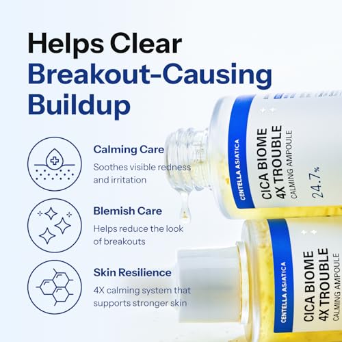 Cica Biome 4X Calming Serum, Centella Asiatica & Niacinamide Facial Serum for Sensitive Skin, Soothing & Pore Care, Korean Skincare (1.01 Fl Oz / 30ml)