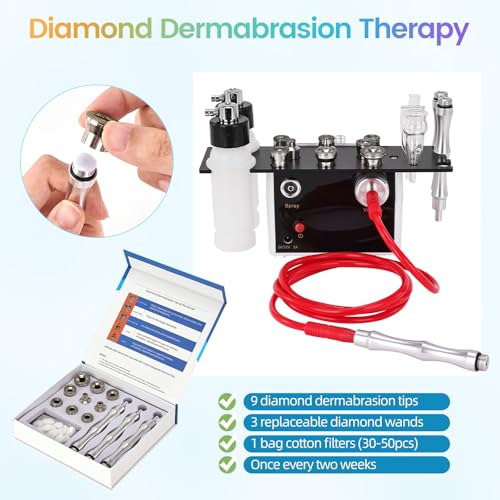 Diamond Micro-Derma-Dermabrasion Machine, 3 IN 1 Dermabrasion Facial Machine 0-68cmHg Suction Power, Professional Diamond Glow Facial Machine with Spray Kit, Home Use Facial Skin Care Equipment