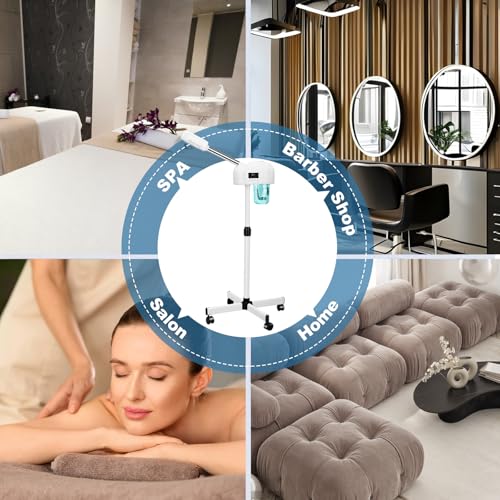 Professional Facial Steamer, Nano Ionic Hot Mist Spray, Stand Facial Steamer for Estheticians, Timer Function, Vaporizador Face Steamer on Wheel, for Home Salon SPA