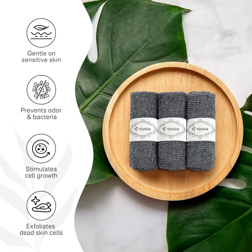 Yiclick Exfoliating Washcloth Towel- Exfoliating Body Scrubber Exfoliator, Back Scrubber for Use in Shower Bath, Exfoliate Rags Wash Cloths, Loofah Lufa Sponge, Body Scrub, Women Men