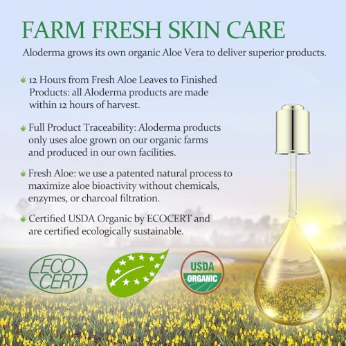 Aloderma Hydrating Aloe Face Serum Made with 65% Organic Aloe Vera - Deep Moisturizing Lightweight Aloe Vera Facial Serum with Hyaluronic Acid for Flawless Skin - Nourishing Serum for Face - 1.7oz