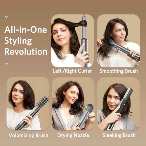 Air Styler Hair Dryer Brush - 6 in 1 Hair Styler Ionic Auto Wrap Hot Air Curler Blow Dryer Brush, 38m/s High Speed Blowout Airflow Hair Dryer Multi Styler Fast Drying Styling for Curly/Straight Hair