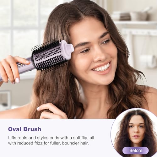 7MAGIC Hot Air Styler Wrap, 7 in 1 Professional Hair Dryer Brush with Auto-Wrap Curlers, Fast Drying Blow Dryer, Volumizing Straightening Styling Multi-Styler No Heat Damage, Travel Case (Purple)